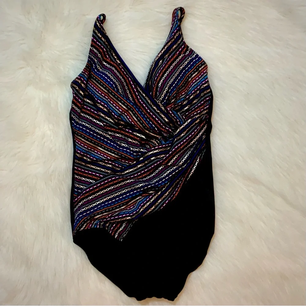 Miraclesuit Oceanus One-Piece Shimmer Links Colorblock Swimsuit - Picture 5 of 12